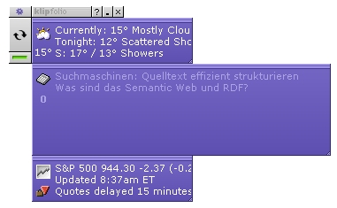 Eine AboutWebDesign-RSS-Beispieldatei in Klipfolio