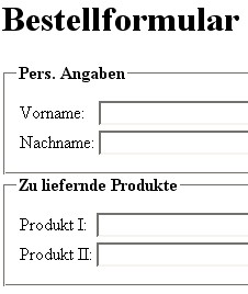 Screenshot mit Element-Gruppierung